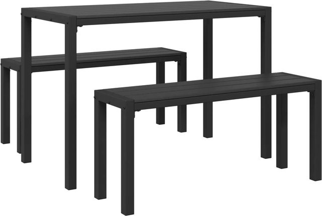 vidaXL 3-tlg Garten-Essgruppe modern aus Stahl und WPC in Schwarz - Bild 1