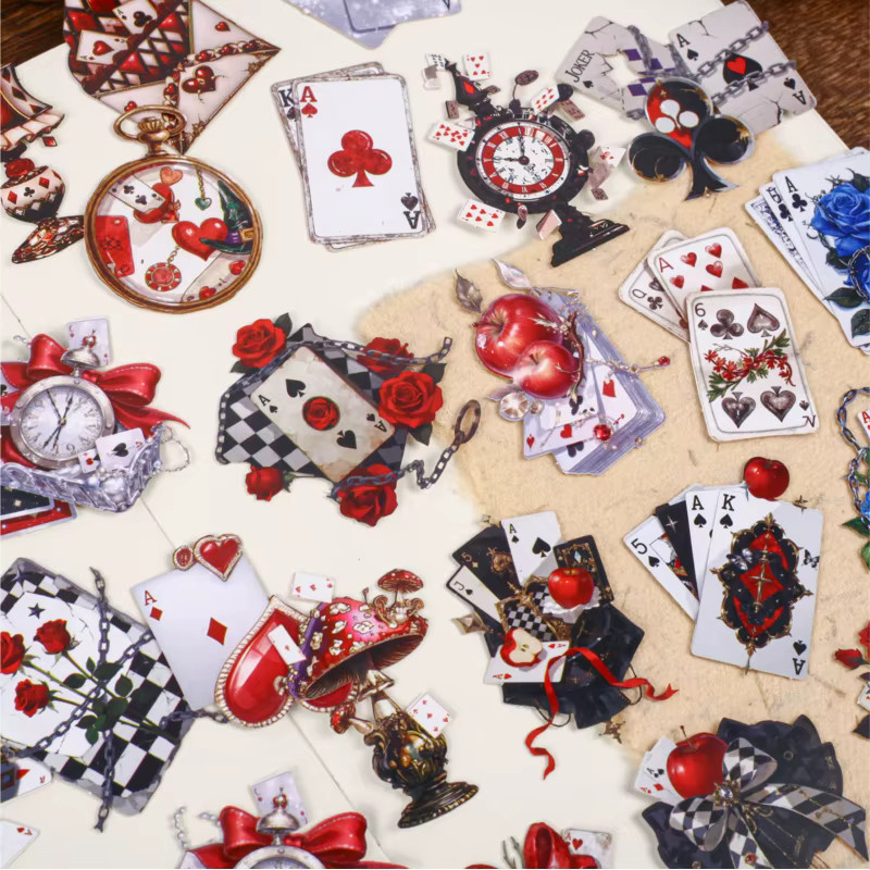 16 Blatt kreative Aufkleber Set mit Pokermustern und Retro-Blumen in Multicolour für dein Tagebuch - Bild 2