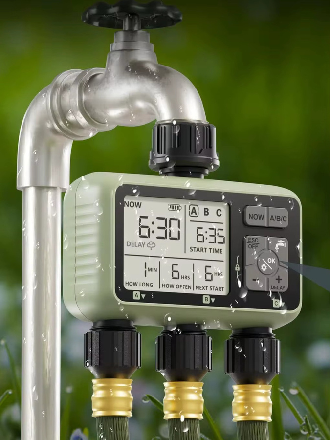 Diivoo Gartenwasser-Timer mit programmierbarer 3-Zonen-Bewässerung und Regenverzögerung für Rasen und Hof - Bild 6