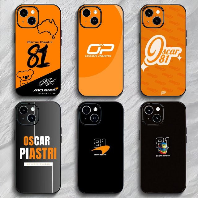 Racer Sporty 81 0-Oscar P-Piastri Handyhülle Schwarz Matt Dünn Stoßfest für iPhone 17 16 15 14 Pro Max - Bild 1