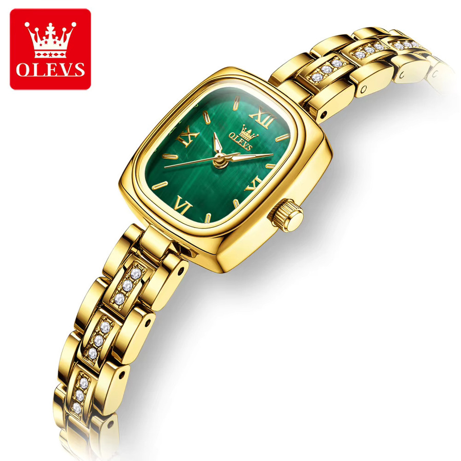 OLEVS Armbanduhr, Quarz, Gold, Edelstahl, Grün, Damen - Bild 4