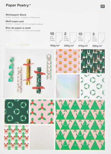 Rico Design Paper Poetry Motivpapierblock Merry Christmas, A4, 25 Blatt, Multicolour - Bild 1