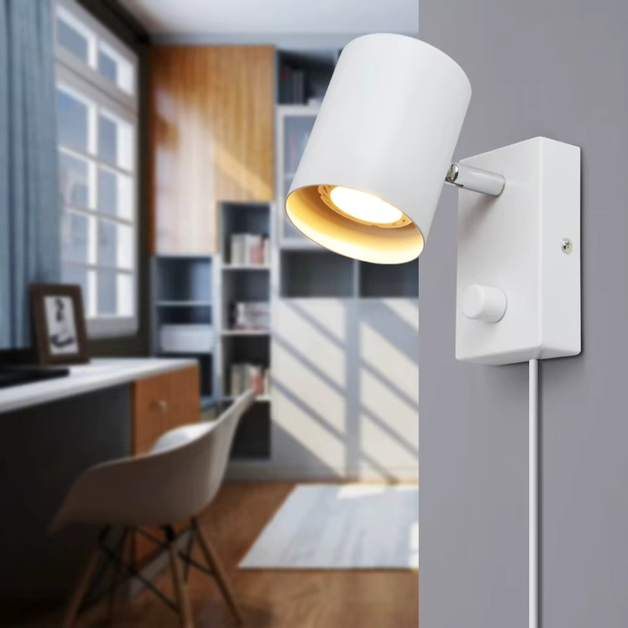 Nordische Innenwandleuchte in Weiß mit GU10 Fassung und Drehschalter für Wohnzimmer, Schlafzimmer und Flur - Bild 2