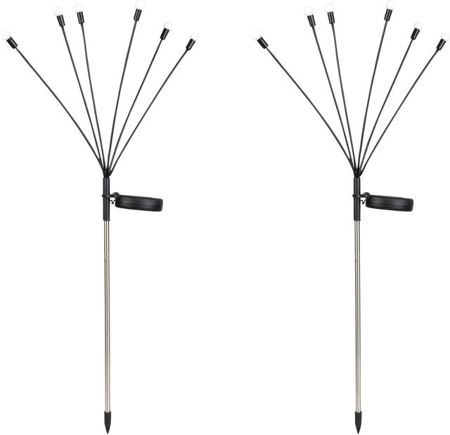 2er Set LED-Solar-Gartenstecker viva domo Glühwürmchen in Schwarz oder Weiss mit Dämmerungssensor - Bild 1