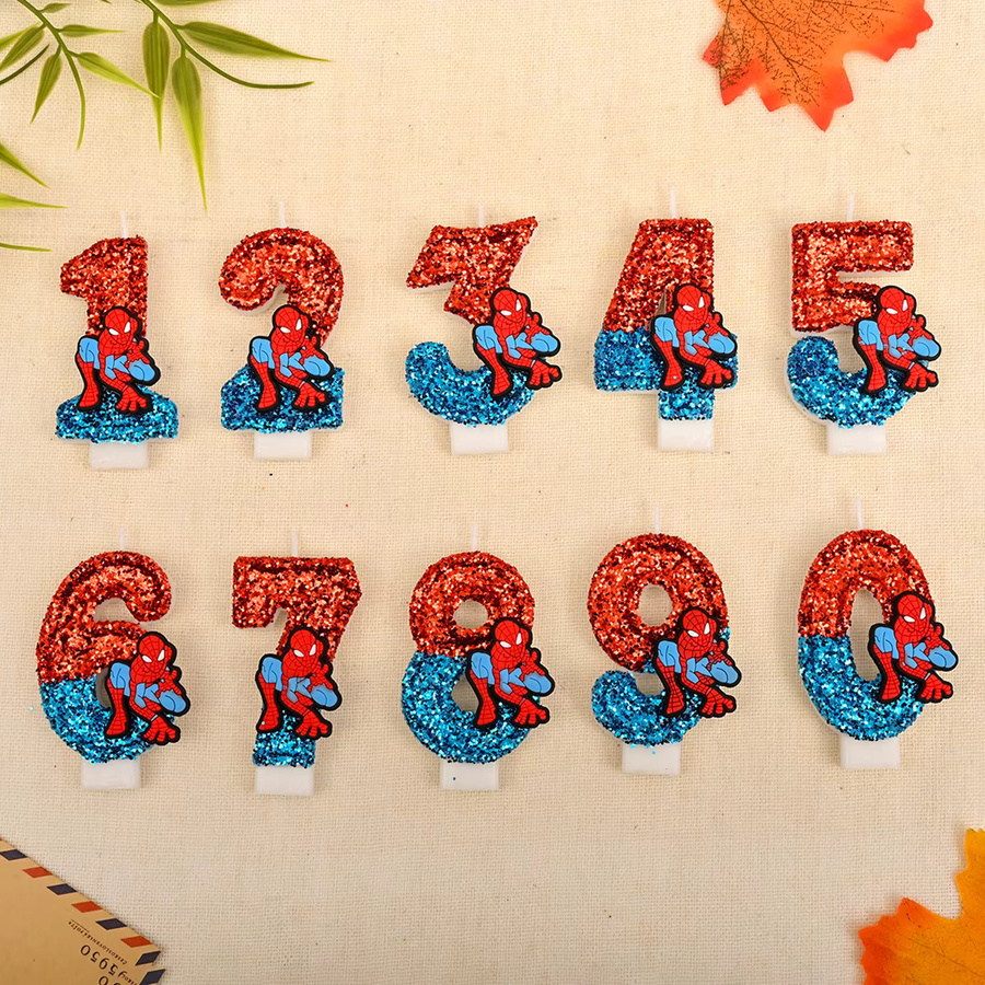 MINISO Spider-Man Digitalkerze mit Pailletten in Mehrfarbig für die Geburtstagsfeier als Kuchendekoration - Bild 1