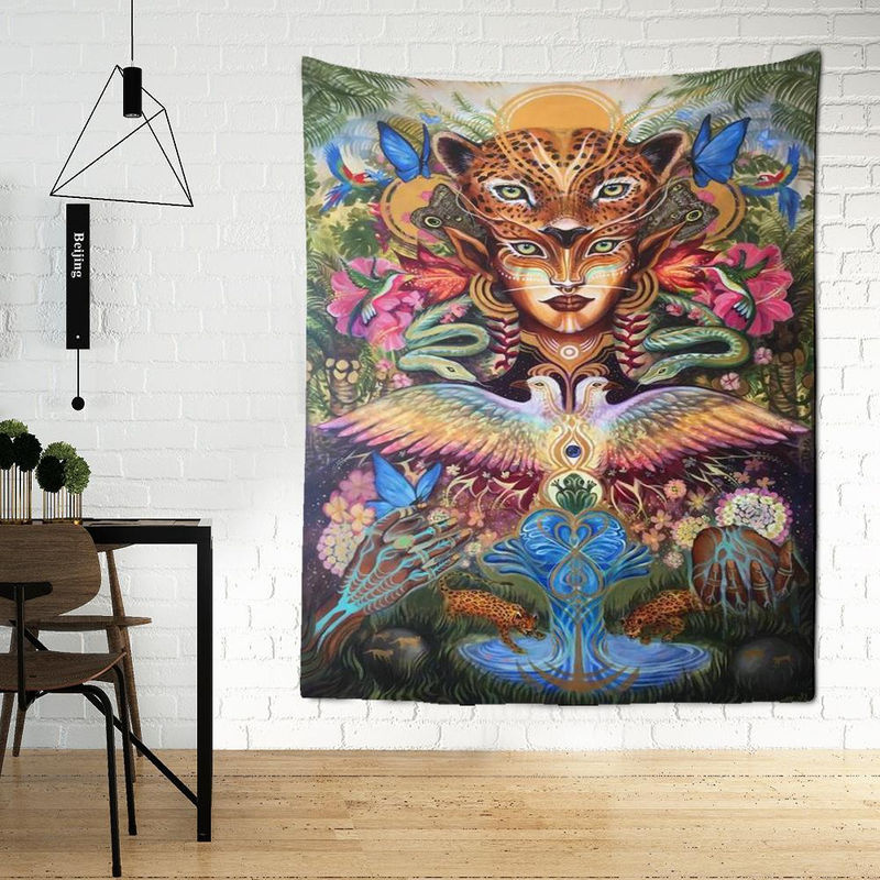 Super Six Wandbehang Abstraktes Leoparden-Motiv im Bohemian-Stil, Mehrfarbig, B: 95 cm, H: 70 cm - Bild 2