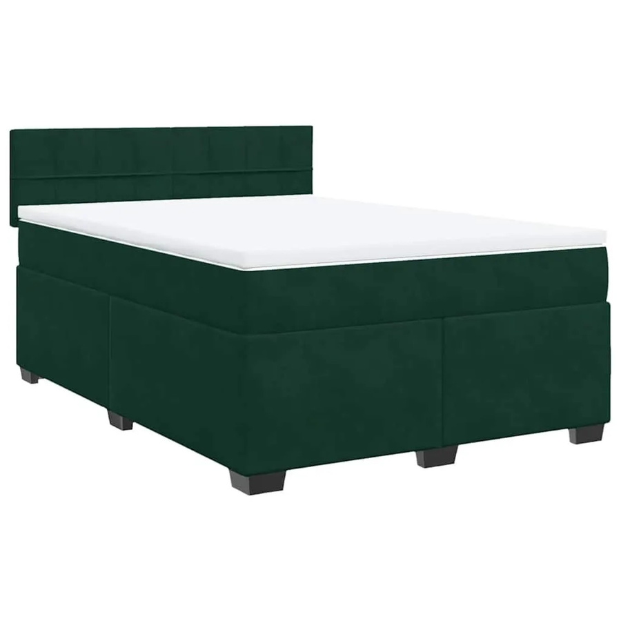 vidaXL Boxspringbett mit Matratze in Dunkelgrün aus Samt, Hybridbett mit Taschenfederkern, B/T: 140 x 200 cm - Bild 2