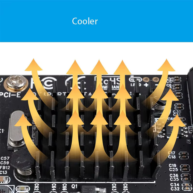 OULLX PCIe zu SATA 3.0 Erweiterungskarte mit 4 Anschlüssen, Konverter für HDD und SSD, Schwarz - Bild 3