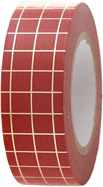 Rico Design Paper Poetry Washi Tape kariert rot-gold Breite: 1,5 cm, Länge: 10 m - Bild 1