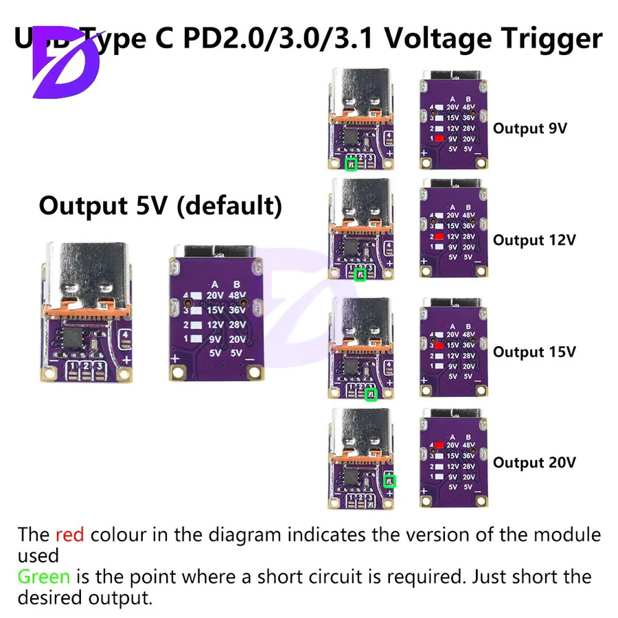 diymore PD3.0 PD3.1 QC3.0 Schnelllade-Modul mit Typ-C-Schnittstelle als DC Trigger für 5V/9V/12V/15V/20V - Bild 2