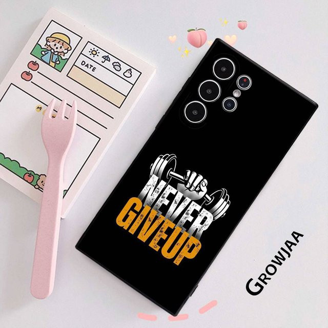 Give Never Up Frosted Soft Cover Handyhülle für Samsung Galaxy S25 S24 S23 S22 S21 S20 Ultra Plus in Schwarz - Bild 1