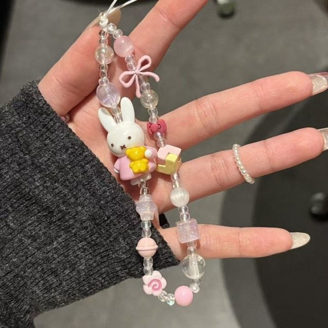 Miffy Handykette, Perlen, Rosa - Bild 1