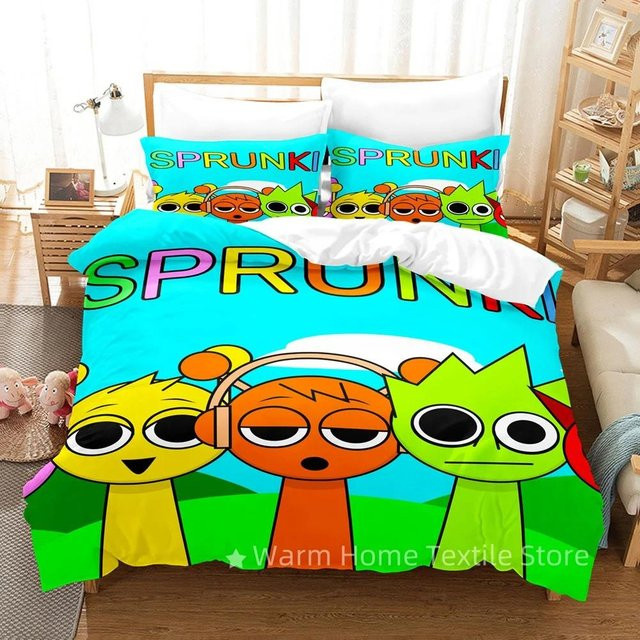 Sprunki Incredibox Bettwäscheset aus Mikrofaser mit 3D-Druck, Mehrfarbig, B/H: 260 x 220 cm - Bild 1