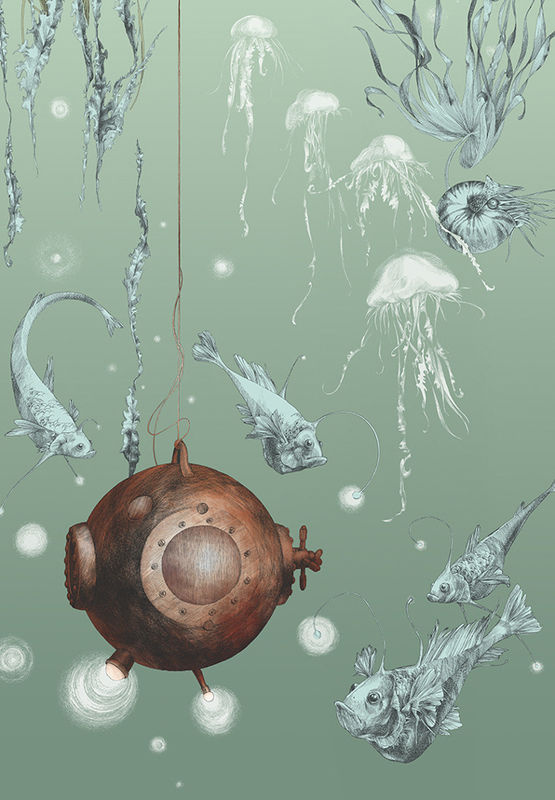 Edmond Petit Vliestapete Nautilus gauche in Aqua mit Meeresmotiven - Bild 3