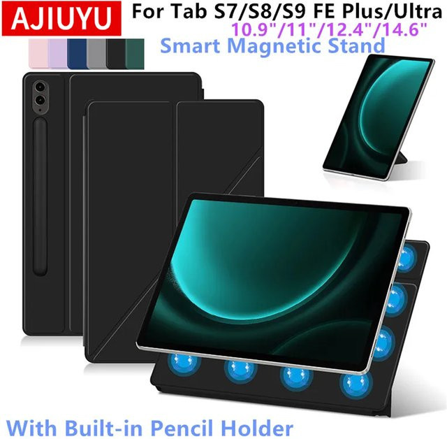 Magnetische Smart Book Cover Schutzhülle für Samsung Galaxy Tab S9 FE 10.9 Zoll SM-X510 SM-X516B in Schwarz - Bild 1