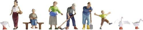 NOCH TT Landwirte und Gänse Figuren Set, bunt/mehrfarbig, sitzend und stehend - Bild 1