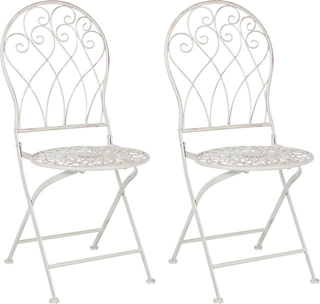 Beliani Gartenstuhl aus Metall in Weiß im Retro-Design, B/T/H: 46 x 40 x 95 cm - Bild 1