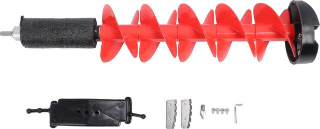 Eisbohrer-Schnecke Set mit Positionierer in Rot, 71 cm Länge, 15 cm Schnittdurchmesser aus Stahl und Nylon - Bild 1