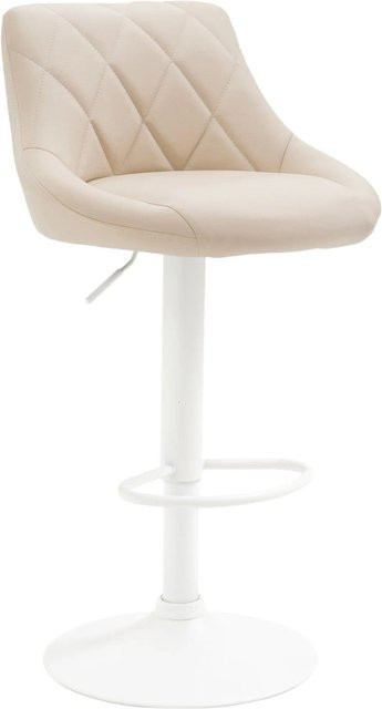 DELUKE Barhocker FALON Barstuhl aus Kunstleder in Creme Weiß, drehbar mit Lehne, B/T/H: 46 x 49 x 83 cm - Bild 1