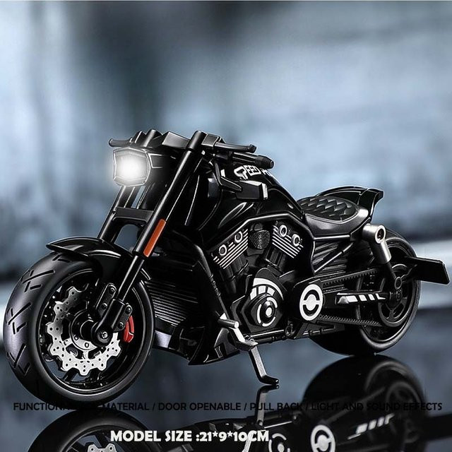 Linyi toy car Harley Vintage Motorradmodell, mit Sound und Licht, ab 14 Jahren - Bild 1