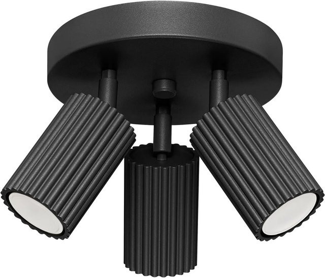 Licht-Erlebnisse Deckenstrahler Schwarz 3-flammig aus Aluminium, rund, modern, GU10, Breite: 19,5 cm - Bild 1
