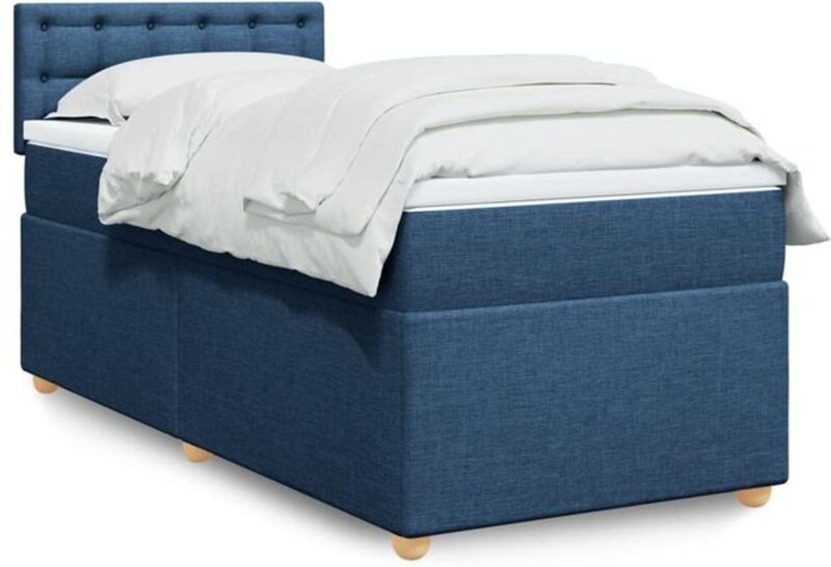 Vidaxl Boxspringbett mit Matratze in Blau und Weiß aus Stoff, B/T/H: 80 x 200 x 100,5 cm - Bild 1