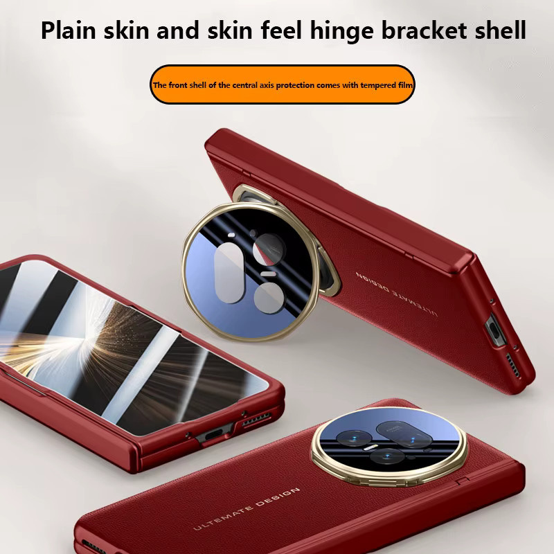 Hautfreundliche Ledertasche für Honor Magic V5 in Rot mit magnetischem Klappscharnier und stoßfester Abdeckung inklusive 9H HD/Anti-Peep-Hartschutzfolie - Bild 2