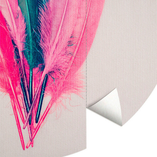 K&L Wall Art Runde Vliestapete Kubistika Feder Rosa Boho Deko, mehrfarbig, matt - Bild 2