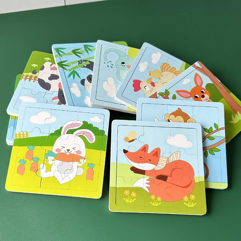 Yiran toy Puzzle Zeichentricktiere Fahrzeuge Holz 9-teiliges Set - Bild 3