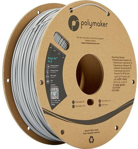 Polymaker PolyLite PLA Filament 1,75mm Grau 1000g für FDM-Drucker - Bild 1