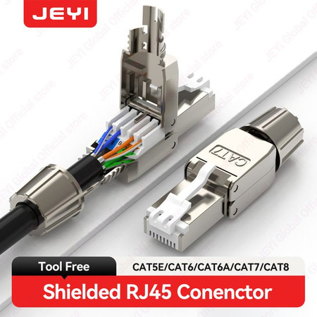JEYI CAT7 6A RJ45 Stecker STP Field-Termination-Ethernet-Stecker in Silber für 23-26AWG Netzwerkkabel mit PCB-Anschlüssen