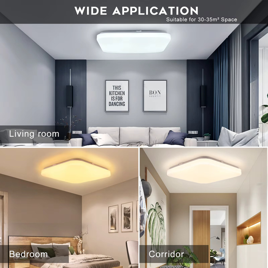 LEOEU LED Smart Deckenleuchte in Weiß mit Fernbedienung, 24W, dimmbar 3000-6500K mit Nachtlichtmodus für Wohnzimmer, Schlafzimmer und Büro - Bild 4