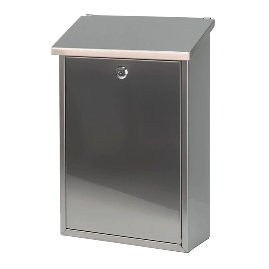 PROREGAL Wandbriefkasten Toledon mit Schrägdach und Zylinderschloss in Silber, H x B x T: 40 x 27 x 12 cm, Einwurföffnung 25 x 4 cm, Matt Edelstahl - Bild 2