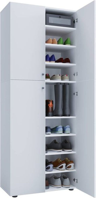 VCM Schuhschrank Lona in Weiss aus Holz mit 4 Drehtüren und Fachbodeneinteilung, B/H/T: 70 x 184 x 40 cm - Bild 2