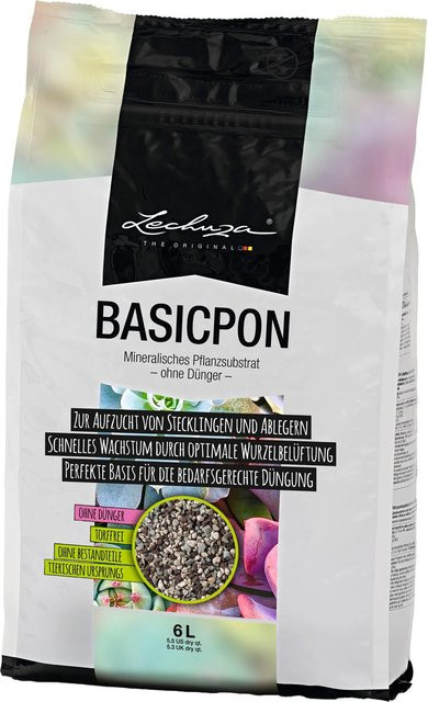 Lechuza Basicpon mineralisches Pflanzsubstrat aus Bims, Lava und Zeolith für empfindliche Pflanzen und die Anzucht von Stecklingen, 6 Liter - Bild 1