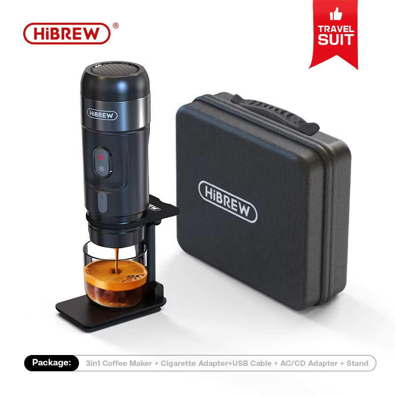 Hibrew Tragbare Espressomaschine in Schwarz für Nespresso Original Kapseln und Kaffeepulver, ideal für Camping und unterwegs - Bild 1