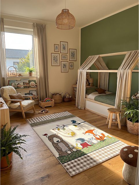 Pflegeleichter Kinderteppich Kadima Design von CASOLA in Creme und Multicolour, B/T: 80 x 150 cm - Bild 1