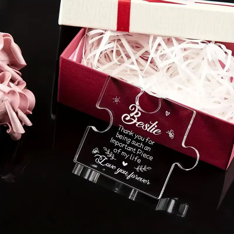 Personalisierte Acryl Plakette als Bestie Geschenk, Transparentes Acryl Block Puzzle für die beste Freundin zum Geburtstag - Bild 2