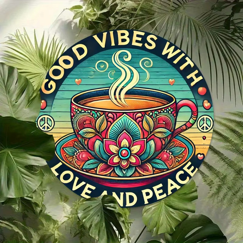 Potdemiel Vintage-Dekorschild Good Vibes Only aus Metall in Multicolour mit floralem Design, Durchmesser: 20 cm - Bild 3