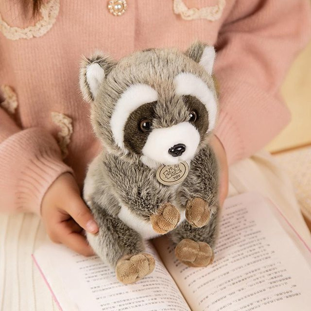 Bai Fen Bai dolls and toys Waschbärpuppe Plüschtier, Grau, 23cm - Bild 1