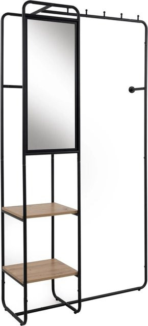 Furn.Design Kompaktgarderobe mit Sitzbank und Spiegel aus Metall in Schwarz Matt im Industrial Design, Breite: 100 cm - Bild 1