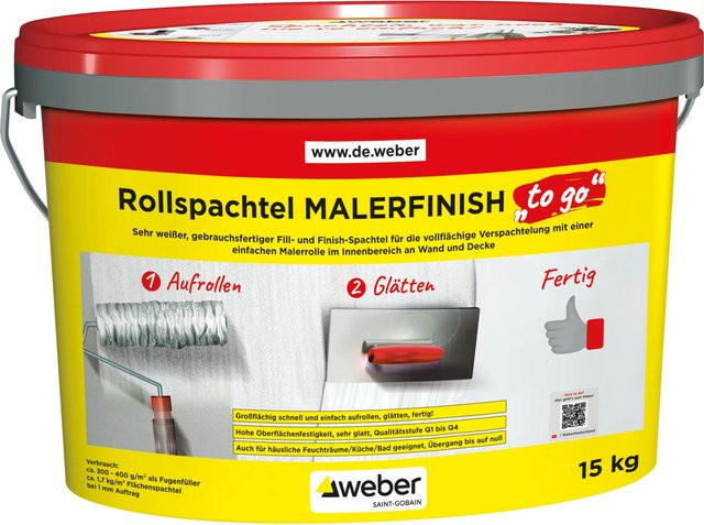 Weber Rollspachtel Malerfinish to go in Weiß, 15 kg - Bild 1
