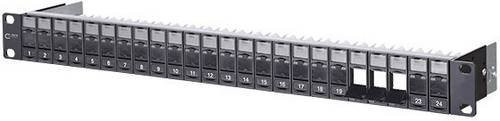 Metz Connect 24 Port Netzwerk-Patchpanel unbestückt, Schwarz, 1 HE, Breite: 483 mm - Bild 1
