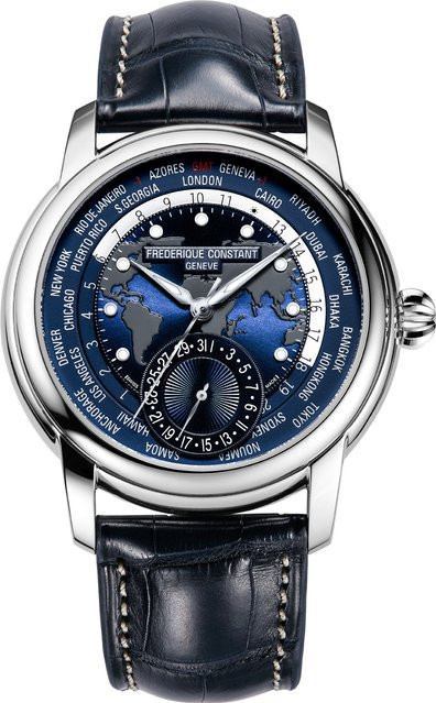 Frederique Constant Armbanduhr Automatik, Edelstahl, Blau, Leder, 42 mm, Herren - Bild 1