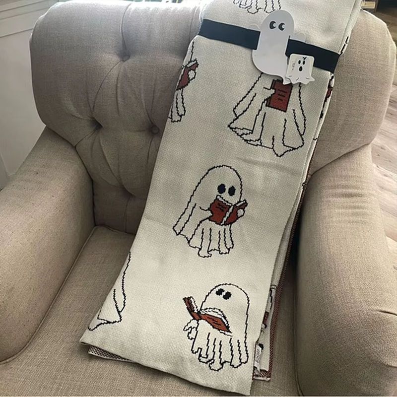 APWIKOGER Geister-Lesedecke Halloween Überwurfdecke in Weiß - Bild 5