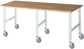 Rau Fahrbarer Arbeitstisch Tom in Grau/Mehrfarbig mit höhenverstellbarer B-Platte, B/T/H: 250 x 100 x 91-123 cm - Bild 1