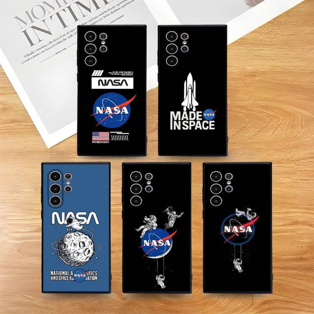 N-NASA-USA Handyhülle für Samsung Galaxy S21 S22 S23 S24 S25 FE Plus Ultra in Schwarz aus weichem TPU - Bild 1