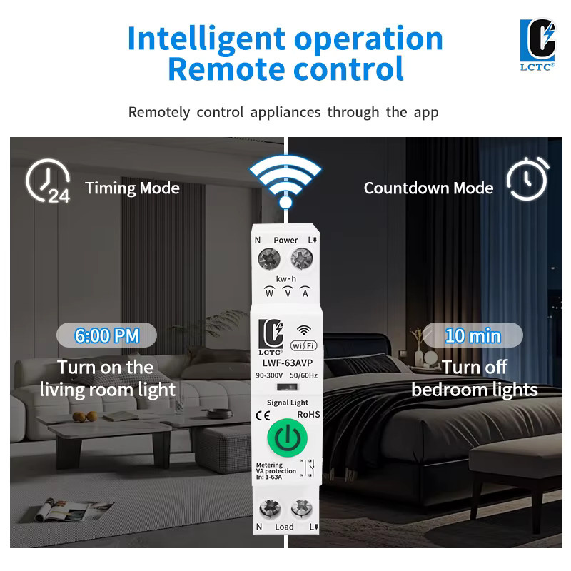 Tuya Wifi Intelligenter Leistungsschalter 63A mit Messfunktion und Timer Modul in Weiß - Bild 2