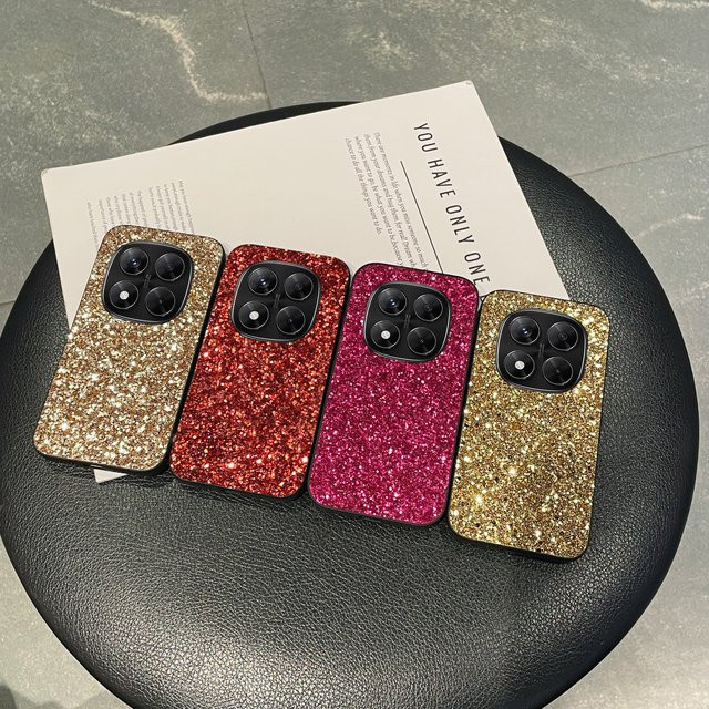 Luxuriöse Handyhülle aus buntem Glitzer-Diamant-Leder für Xiaomi Redmi Note 14 15 4G 5G Pro mit weicher Rückseite in Rot und Multicolour - Bild 1