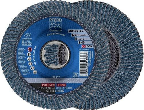 PFERD POLIFAN CURVE Fächerschleifscheibe X-LOCK für Stahl und Edelstahl, Farbe: Blau, Durchmesser: 125 mm, Bohrungs-Ø: 22,23 mm - Bild 1